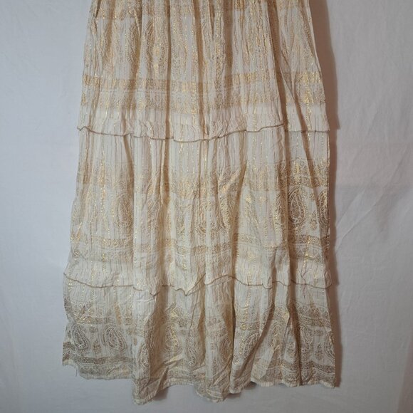 Anthropologie Cream and Gold Maxi Dress - Picture 7 of 16